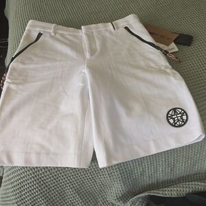 Burberry White Athletic Shorts with Black Trim